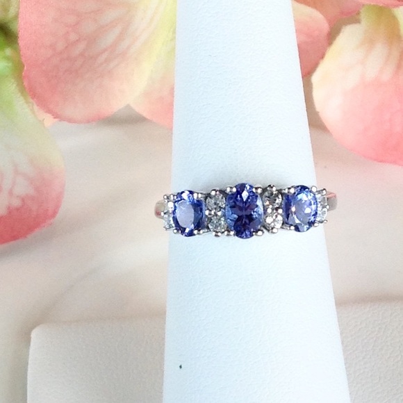 Genuine Tanzanite & White Topaz Ring - Size 7